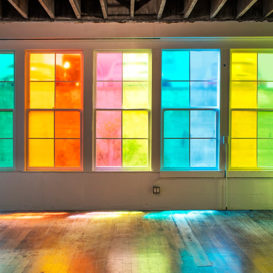 Colourful glass for window