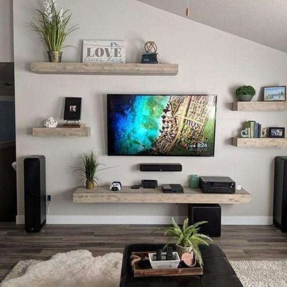 Living room wall shelf
