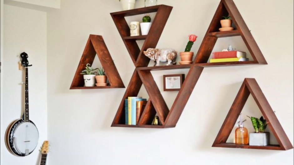 Wooden corner shelves