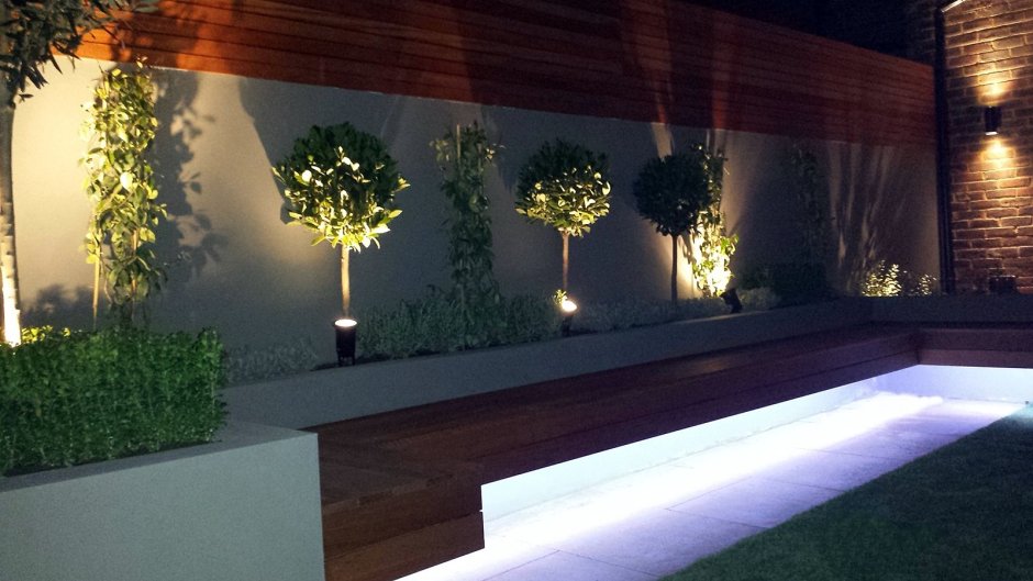 Patio with wall light