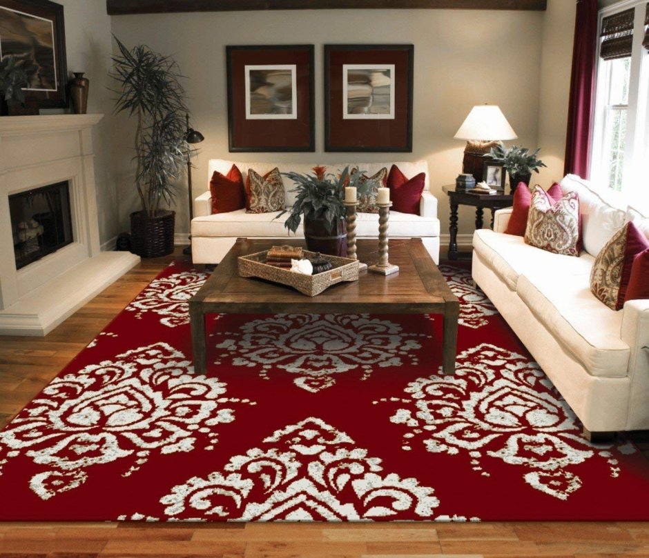 Red carpet in living room