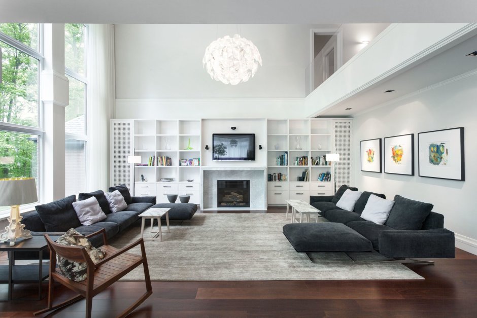White living room fireplace