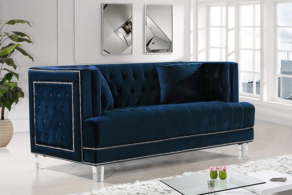 Tufted velvet sofa