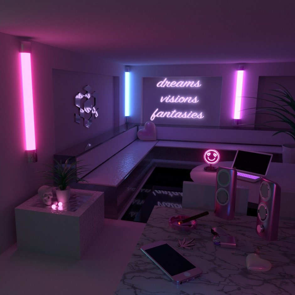 Room with purple lights