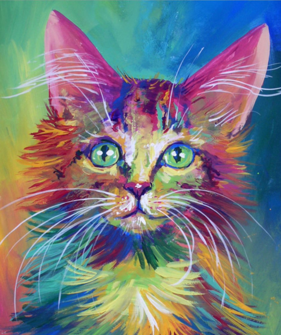 Acrylic cat painting