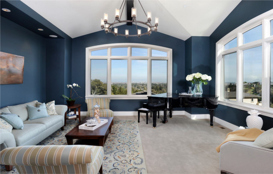 Light blue wall living room
