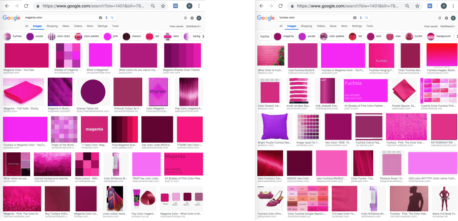 Pink vs magenta