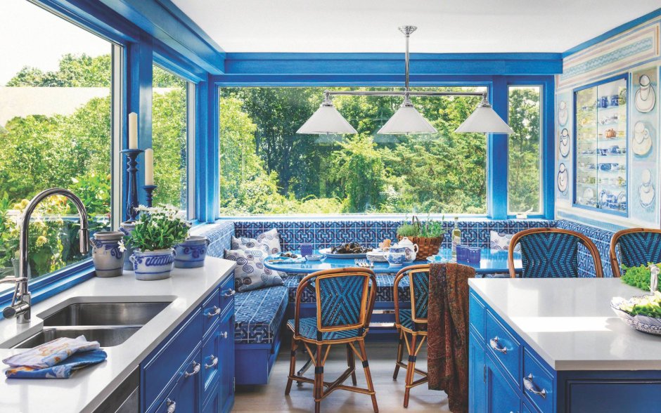 Blue kitchen interior