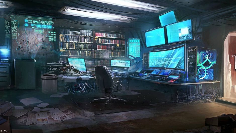 Room computer cyberpunk