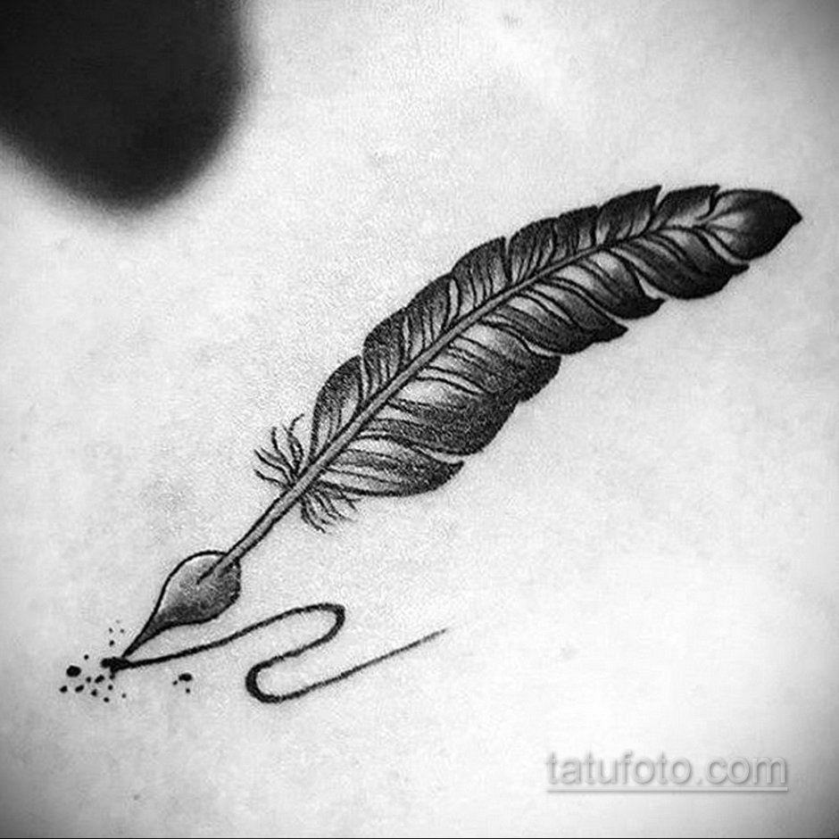 feather pen with butterflies by Kelly Green: TattooNOW