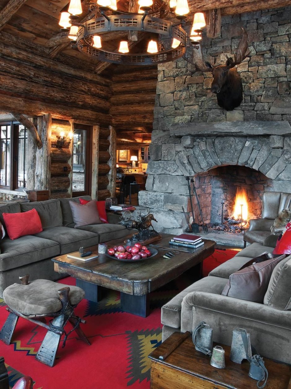 Cozy cabin fireplace