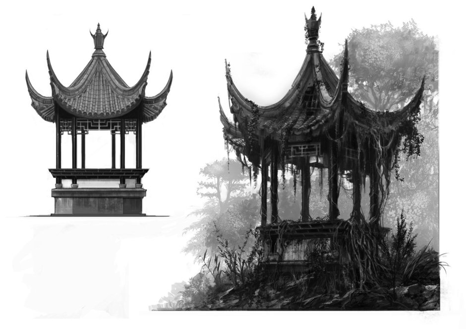 Chinese temple drawing Black and White Stock Photos  Images  Alamy