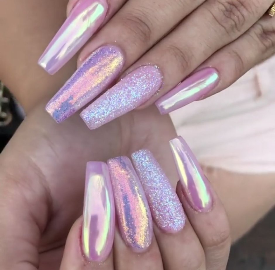 Pink nail glitter