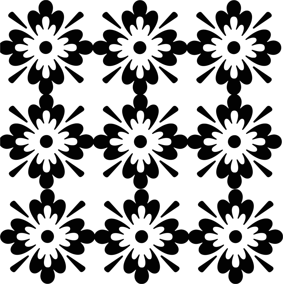 Black and white floral design pattern