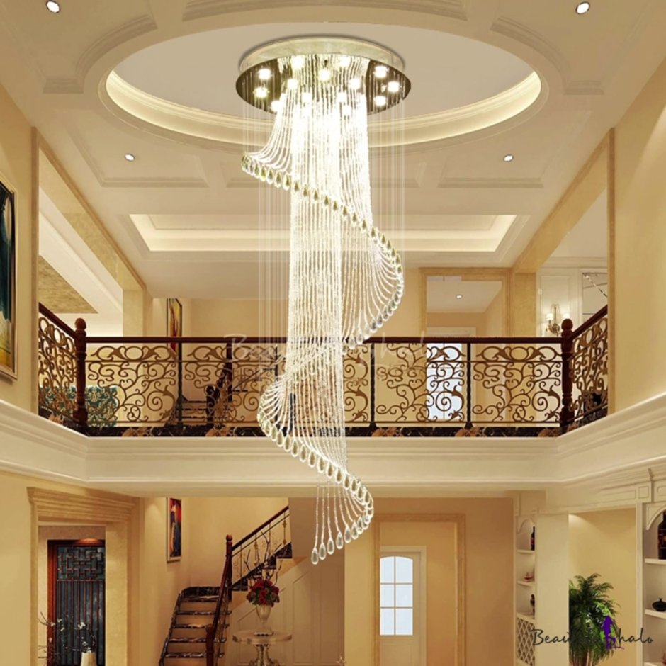 Spiral crystal chandelier