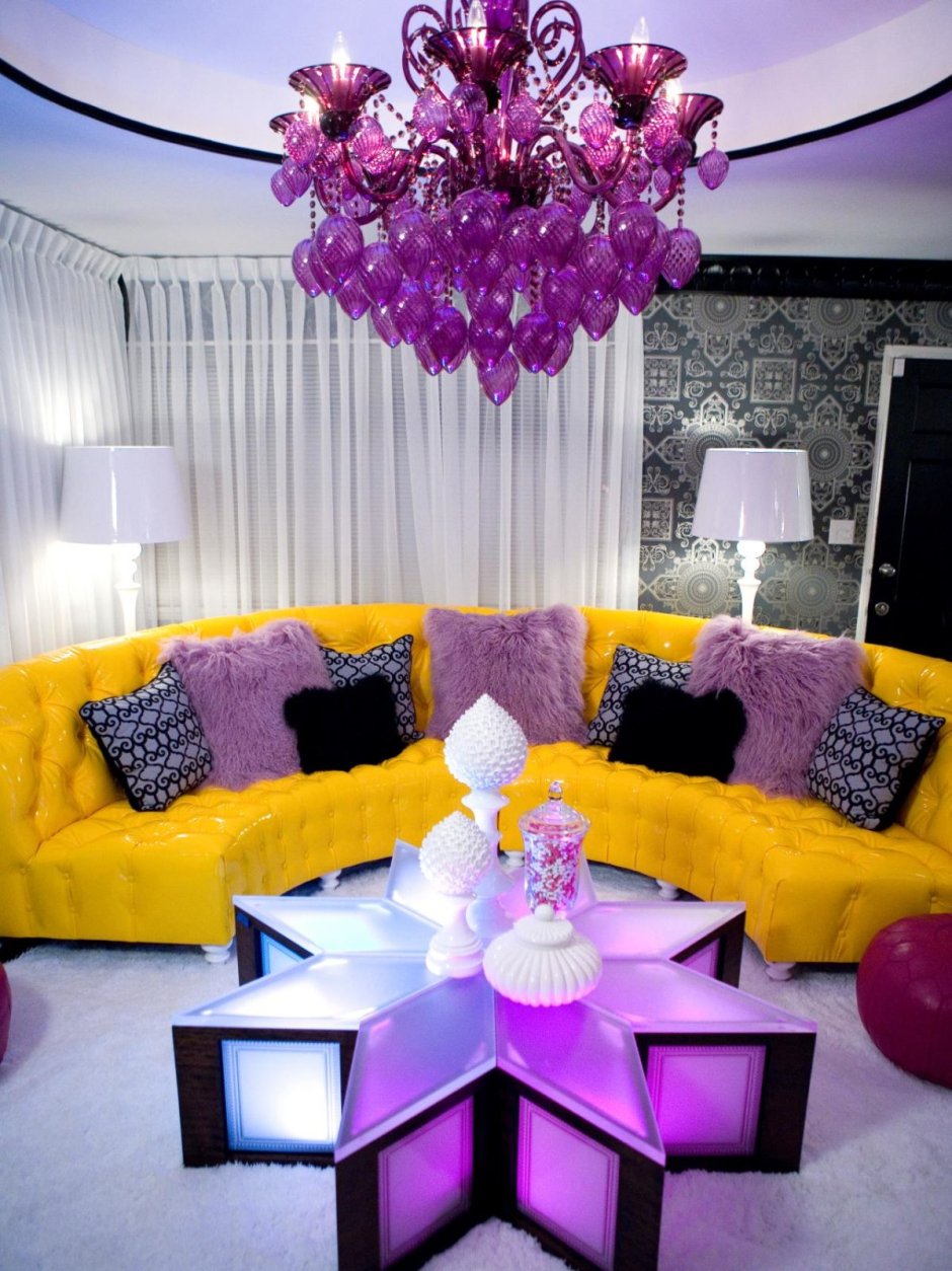Sofa purple and yellow