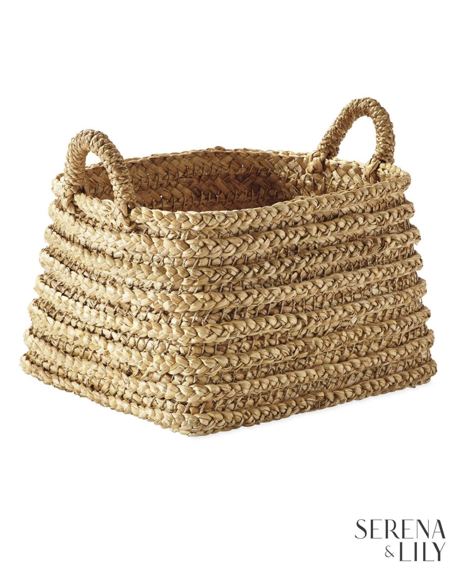 Leather woven basket