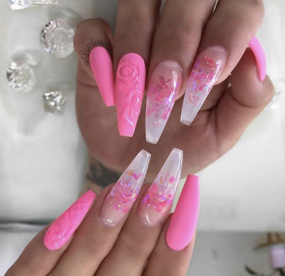 Pink acrylic nail