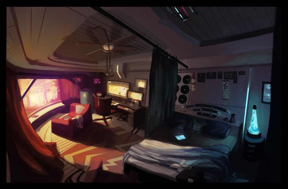 Cyberpunk living room
