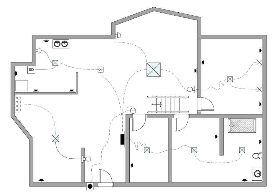 Electrical design of a villa in AutoCAD | CAD (1018.17 KB) | Bibliocad