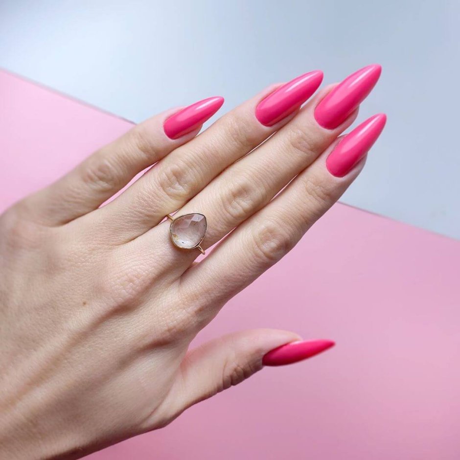 Almond Metallic Pink Stripe Accent Press On Nails – Nailbea Nails