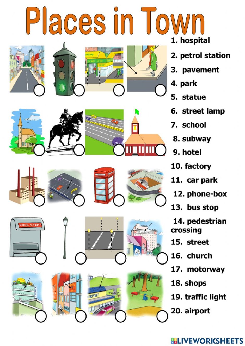 Match the words parking. Town City Vocabulary английский. Places in the City английском. Задания по английскому на тему город. Слова по теме город на английском.