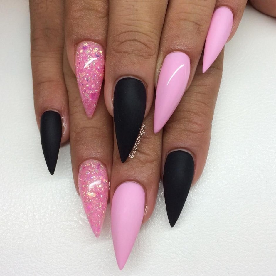 Black with pink nails