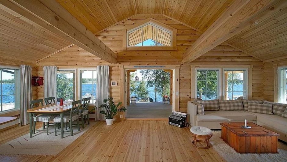 Log house interior