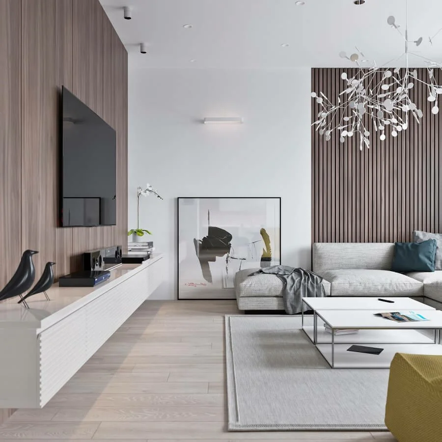 White minimalist living room