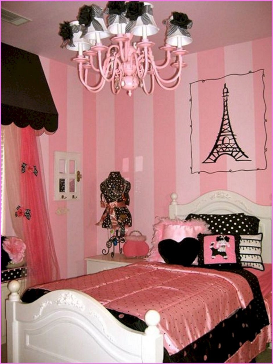 Pink and white theme room