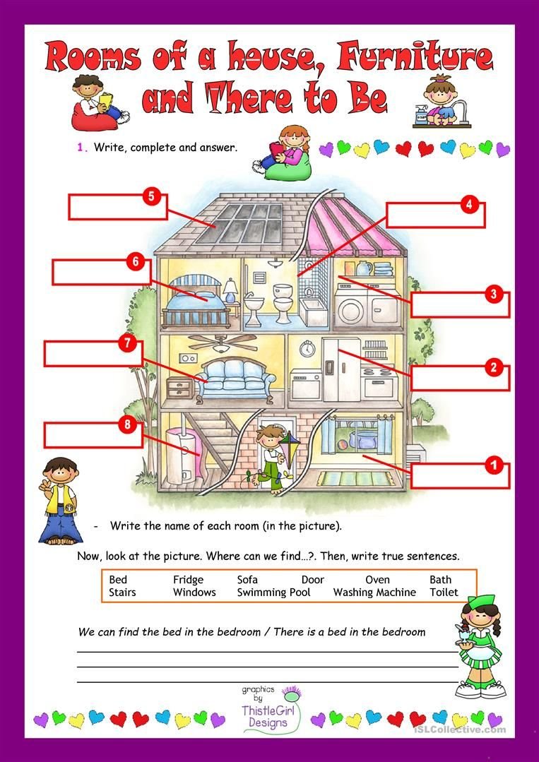 Types of rooms in a house worksheet