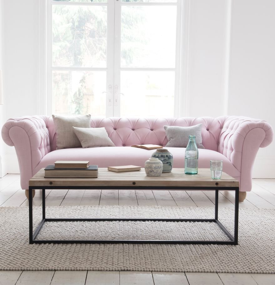 Pink sofa in living room