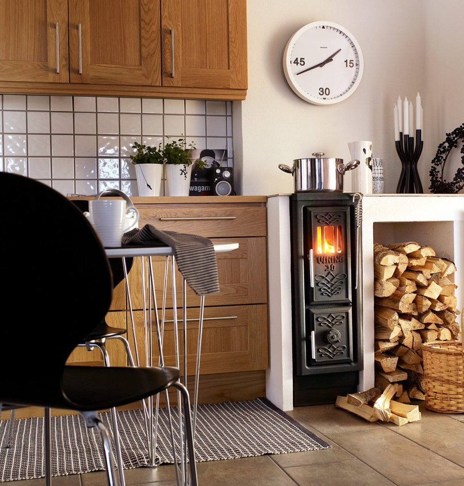 Living room modern wood stove