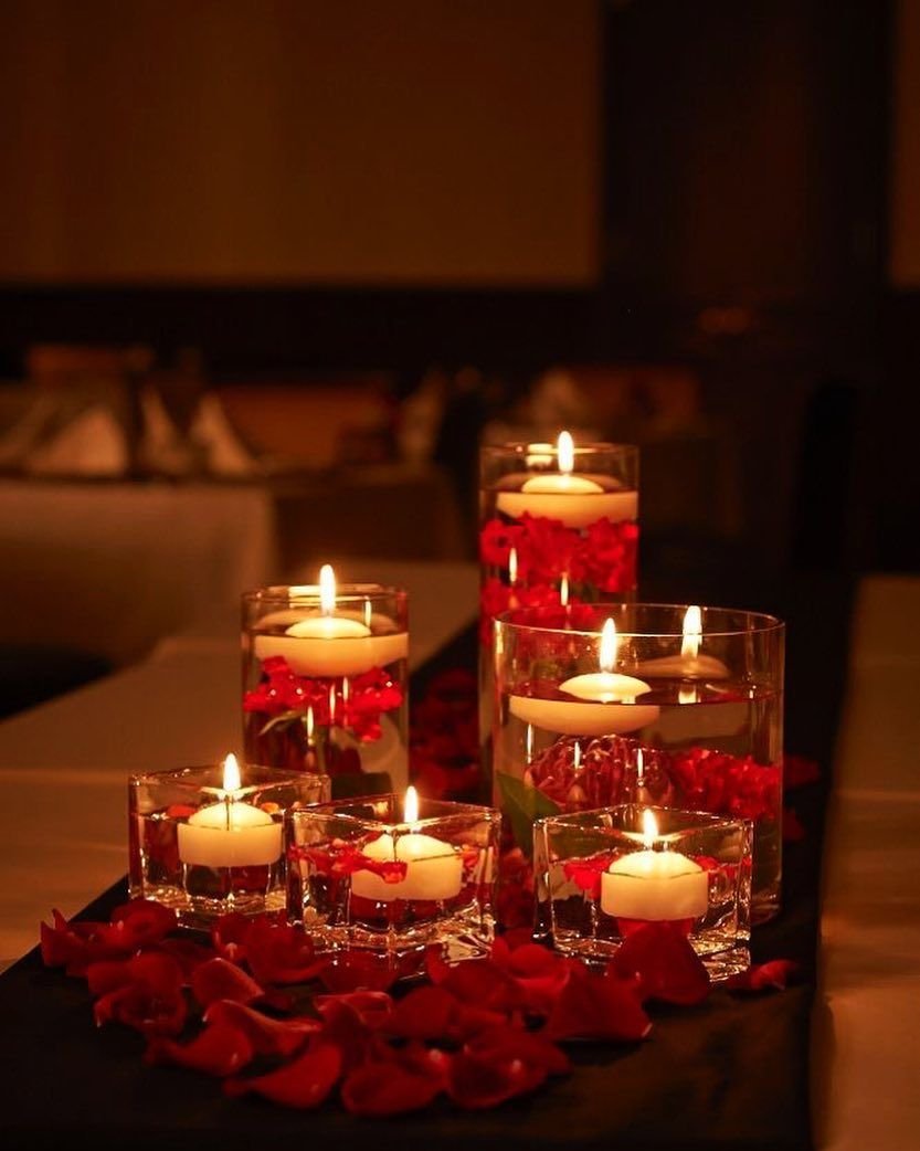 Honeymoon room decoration with candles