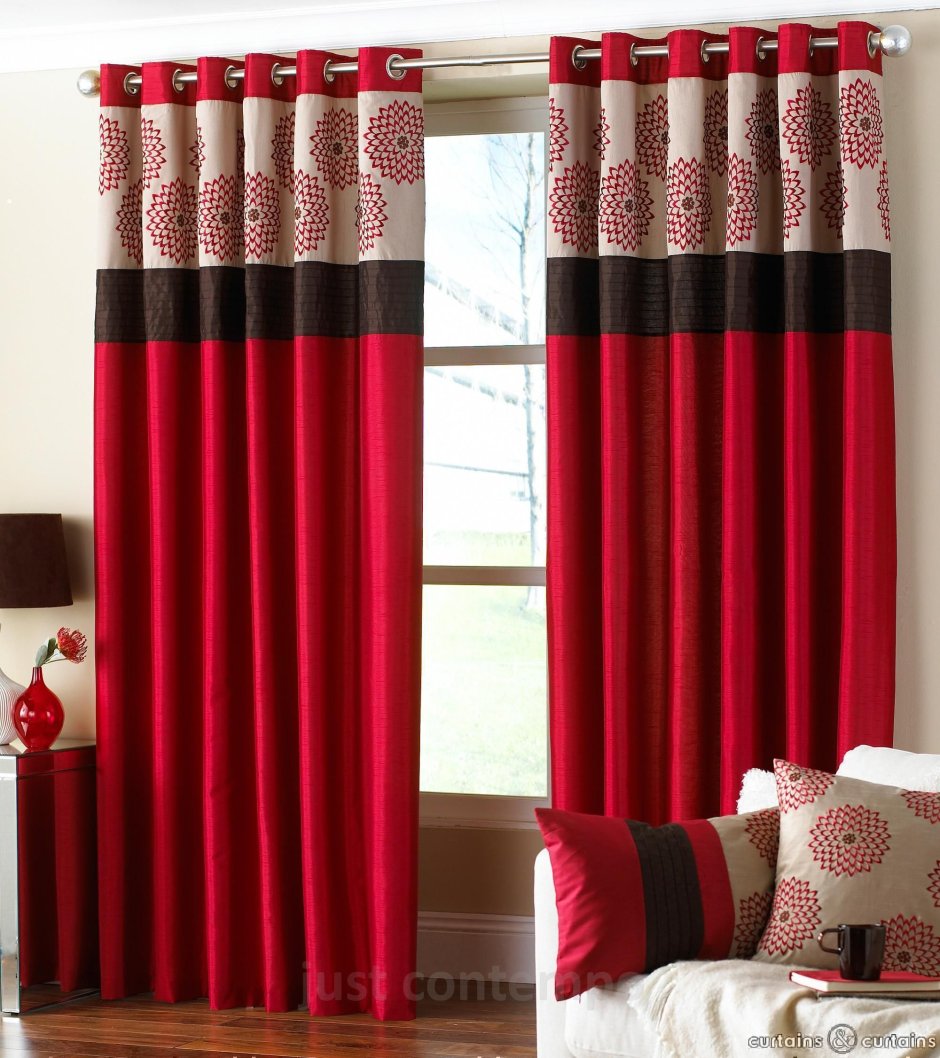 Black and red curtains for living room