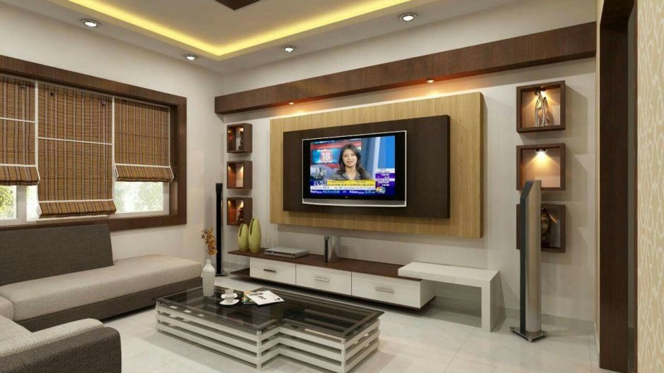 Modern lcd panel design in drawing room