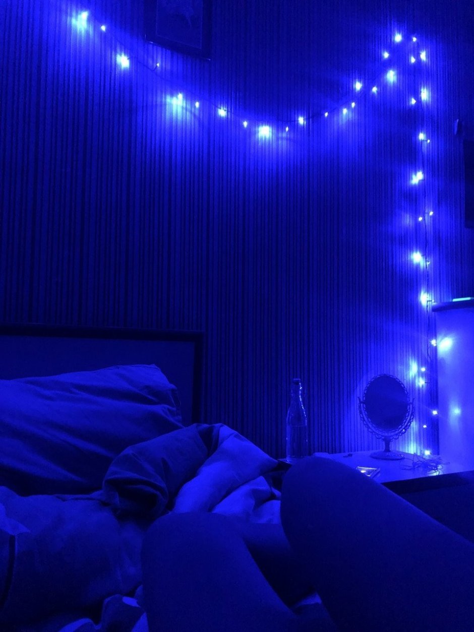 Blue room with led lights