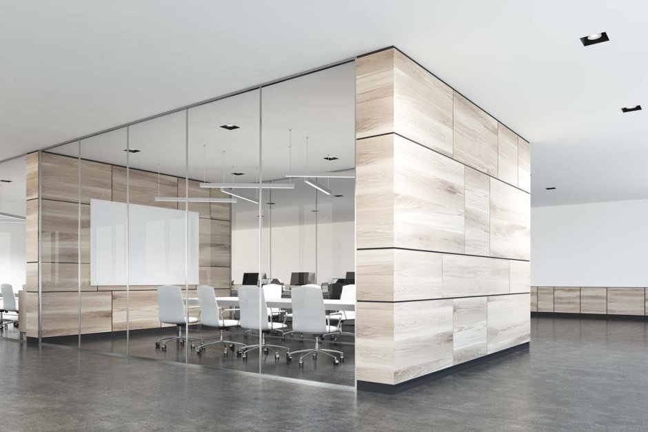 Glass wall conference room