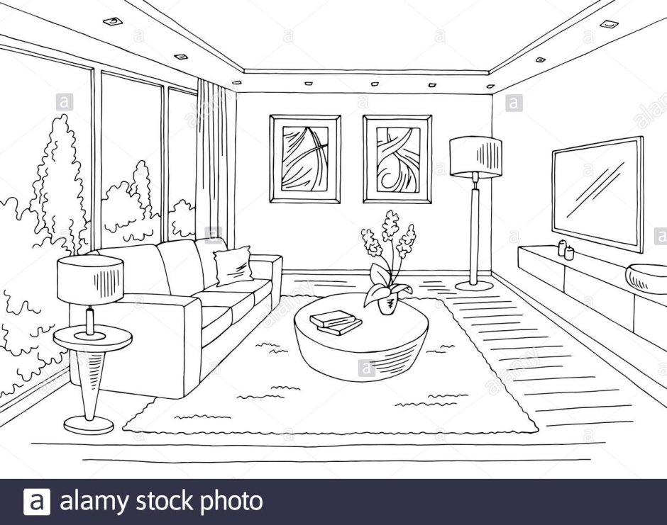Room design drawing easy