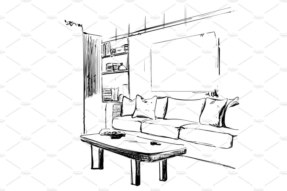 Living room easy to draw