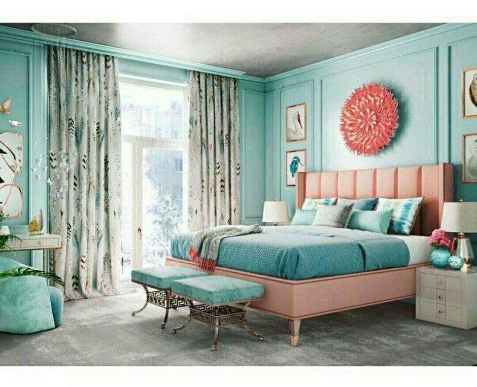 Gold and turquoise room