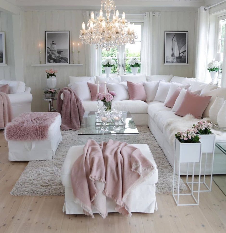 Pink living room decor
