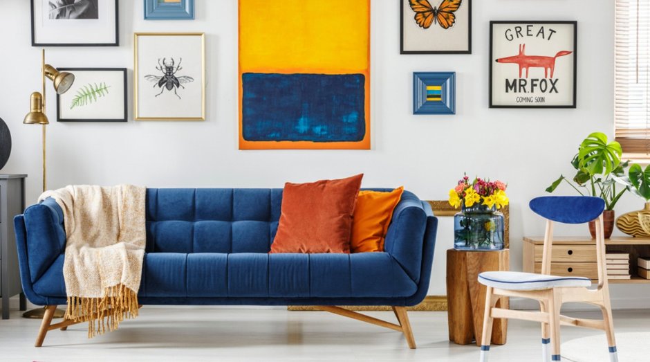 Royal blue decor living room
