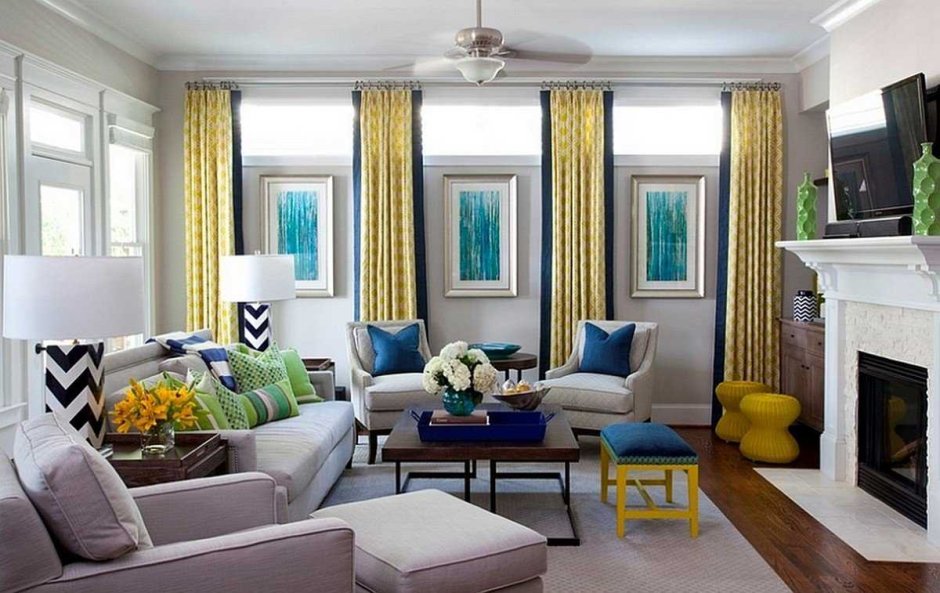 Yellow living room accessories