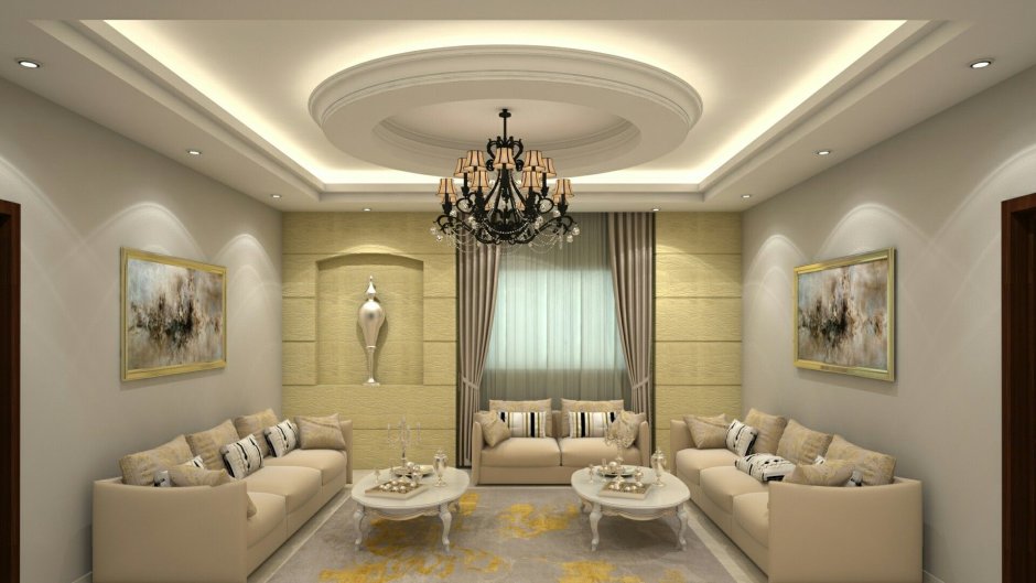 Gypsum ceiling design for drawing room