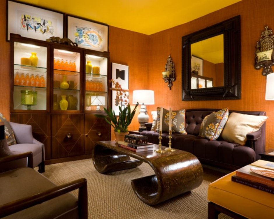 Yellow and brown living room decorating ideas