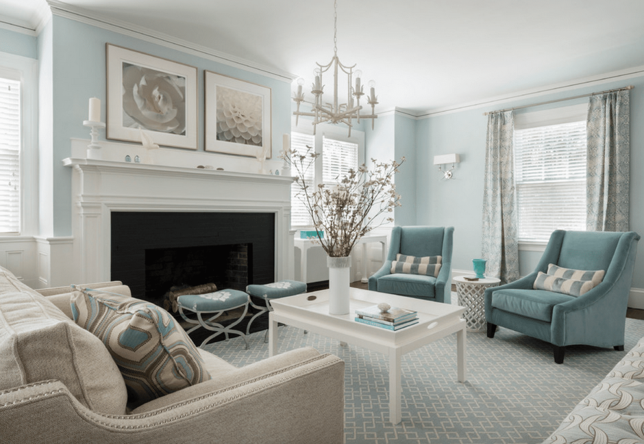Grey and turquoise room
