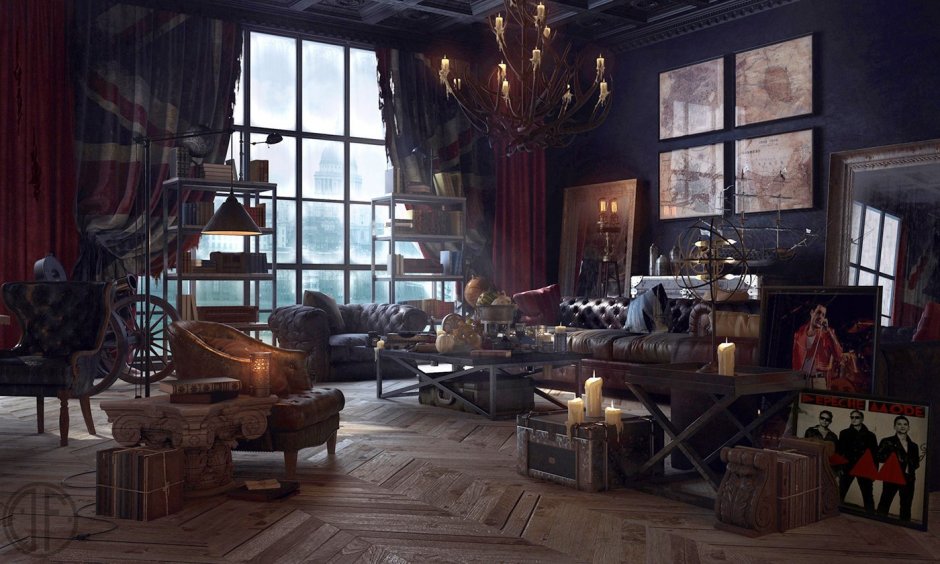 Steampunk style room