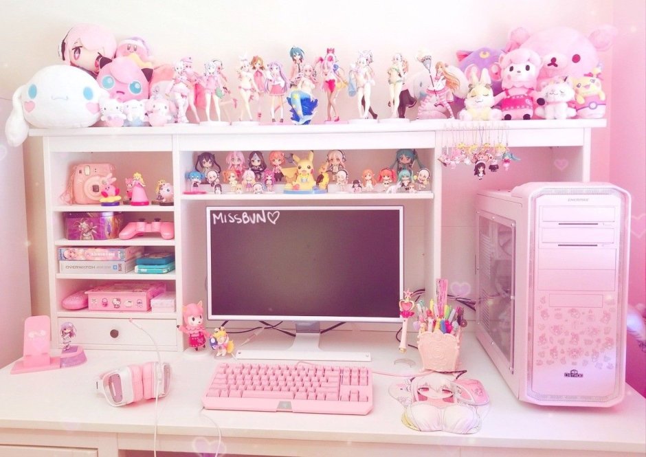 Cute pink gaming room