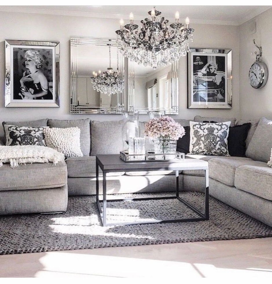 White and silver living room